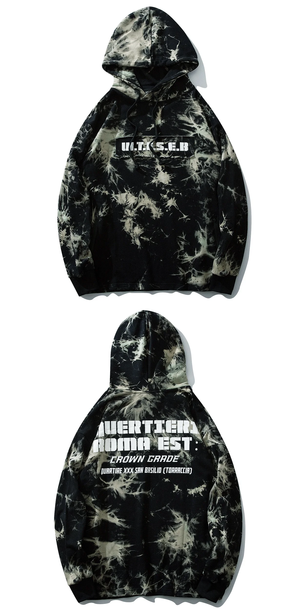 Tie Dye пуловер толстовки мужские Хип Хоп Уличная Толстовка камуфляж патч с капюшоном модные повседневные осенние негабаритные Топы