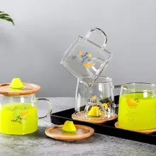 Креативная забавная стеклянная чашка для воды 3D Клубника арбуз Декор «лимон» бамбуковая Крышка для ребенка подарок для взрослых забавная чашка