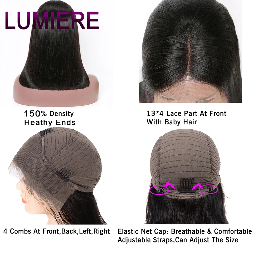 Волосы Lumiere перуанские Короткие 13*4 кружевные передние человеческие волосы