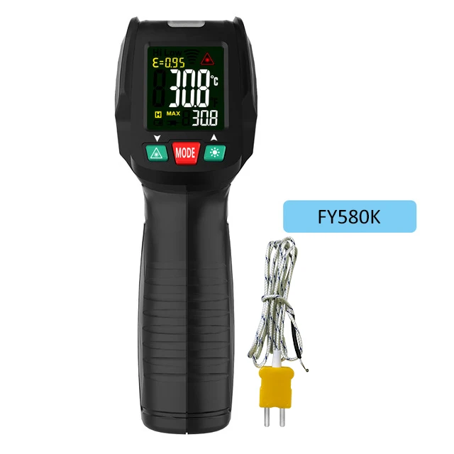 LCD IR Laser Infrared Digital Temperature Gun Non Contact Handheld Infrared Thermometer 50-580℃ Alarm Portable Pyrometer - Цвет: FY580K