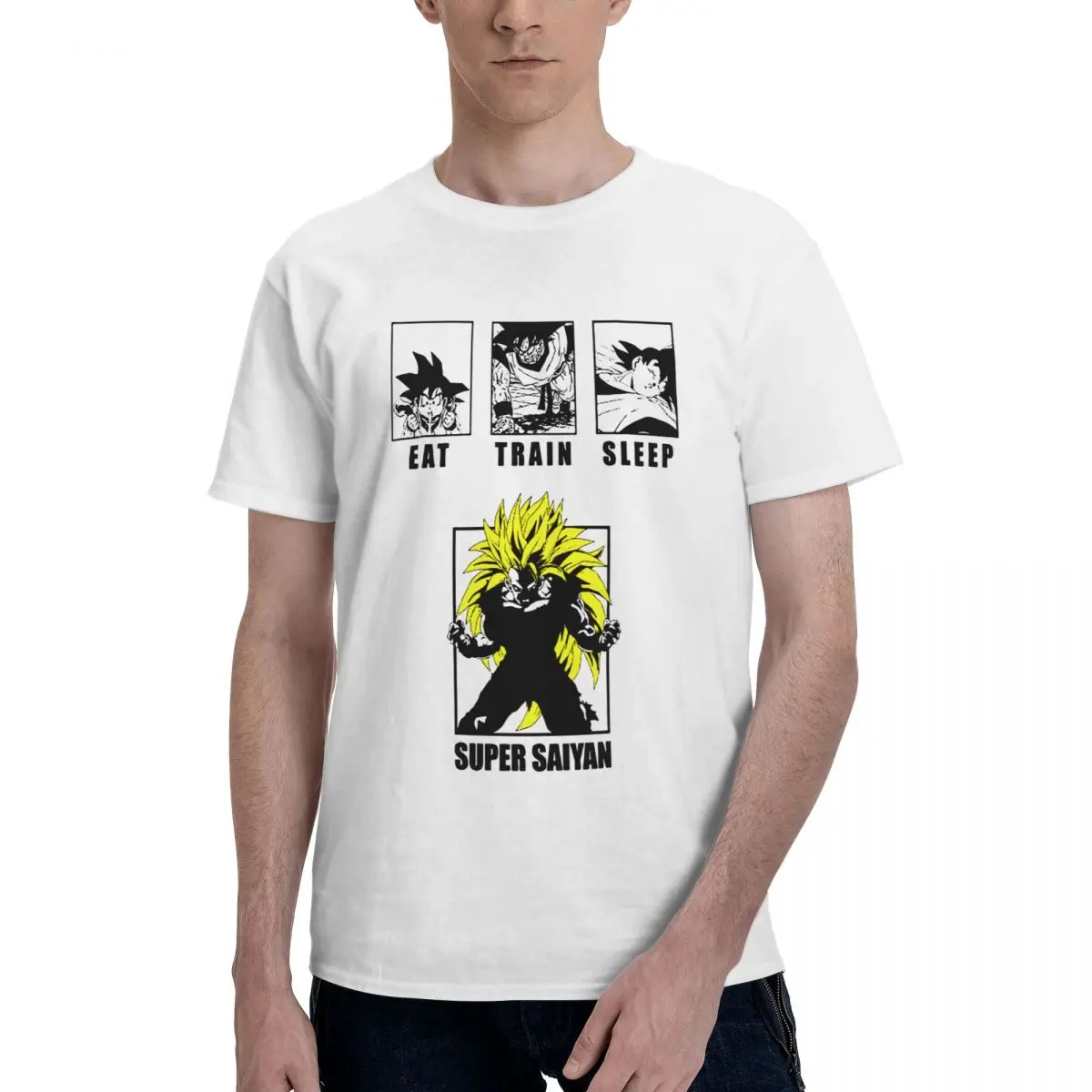 Eat Train Sleep Saiyan Goku T-shirt Men 