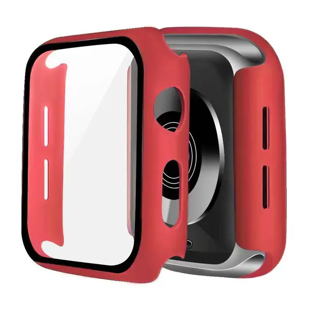 Glass + Cover For Apple Watch case 6/SE/5/4/3/2/1 iWatch 42mm 38mm bumper Tempered Glass for apple watch 44mm 40mm 42mm 38mm Red