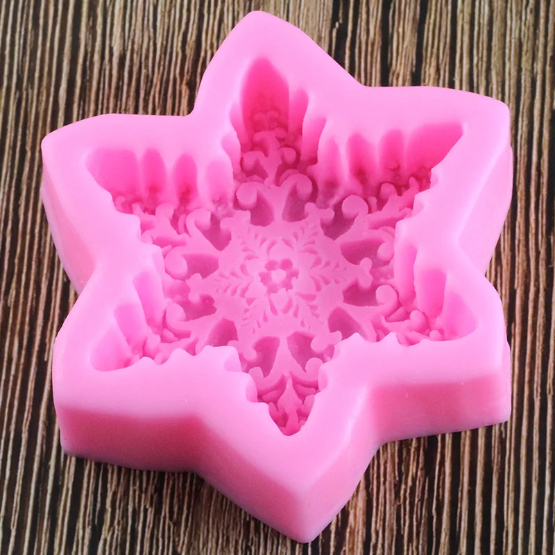 3D Рождественская Силиконовая Снежинка формы для мыла DIY вечерние инструменты для украшения торта Полимерная глина конфеты шоколадная мастика формы