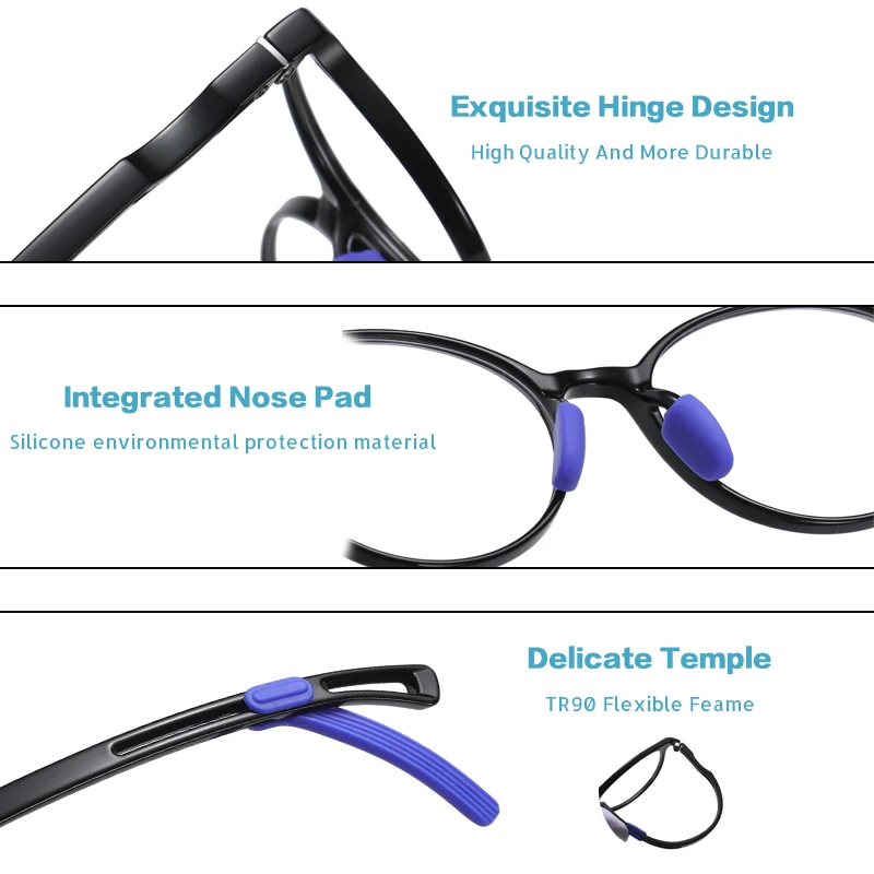 Round Anti Blue Light Blocking Glasses Kids New Fashion TR90 Flexible Frame Computer Gaming Clear Eyewear Children's UV400