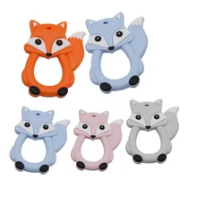 1 pçs bebê silicone mordedor a raposa dos desenhos animados animal bpa livre roedores dentição colar comida grau infantil brinquedos mastigáveis