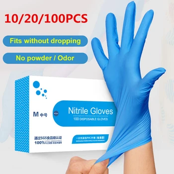 

20/100pcs Disposable Gloves Latex Blue White Non-Slip Thicken Rubber Gloves Baking Garde Kitchen Household Clean Product Protect