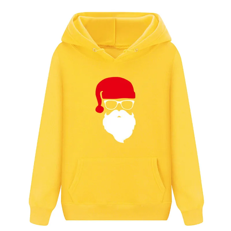 Yellow Jaycosin горячая Распродажа Женская толстовка с капюшоном Рождество Санта Клаус печати Твердые свободные толстовки флисовая Толстовка для женщин - Цвет: Yellow