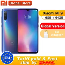 Глобальная версия мобильного телефона Xiaomi mi 9 mi 9, 6 ГБ, 64 ГБ, Восьмиядерный процессор Snapdragon 855, 6,39 дюймов, 48 МП, тройная камера с дисплеем, отпечаток пальца