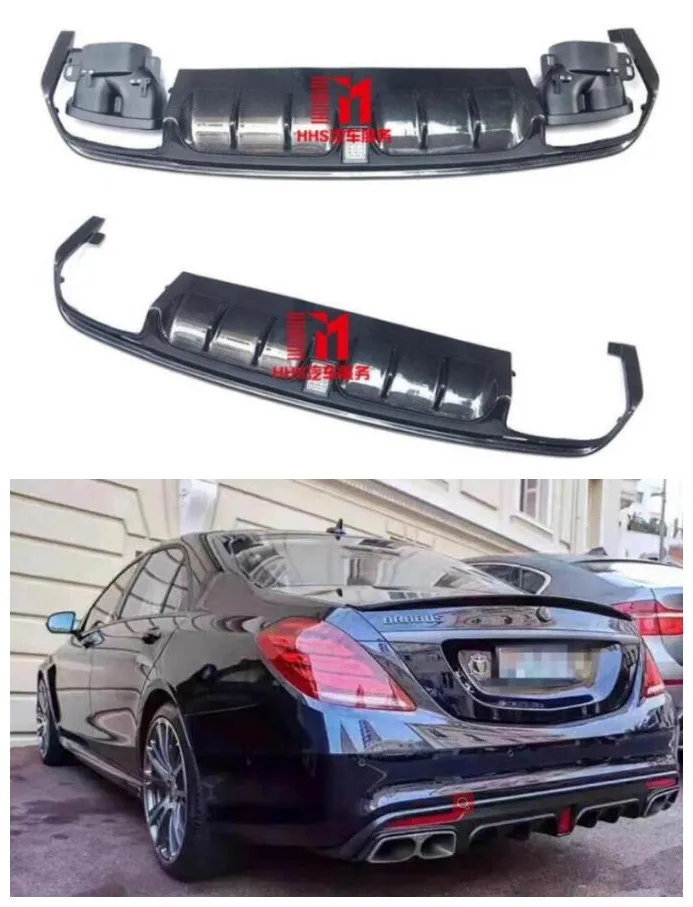 

Carbon fiber Car Rear Trunk Lip Bumper Diffuser with Exhaust Tips Protector Fit For BENZ W222 S63 S65 2014 2015 2016 2017 2018