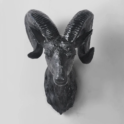 Украшение на стену в виде головы животного, для дома, гостиной, европейские скульптуры, подвесная декоративная голова носорога, украшение на стену из смолы - Цвет: Army Green