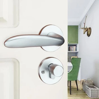 

Aluminum Alloy Door Locks Bedroom Minimalist Interior Door Handle Lock Cylinder Security Mute Door Lock Household FPW9380
