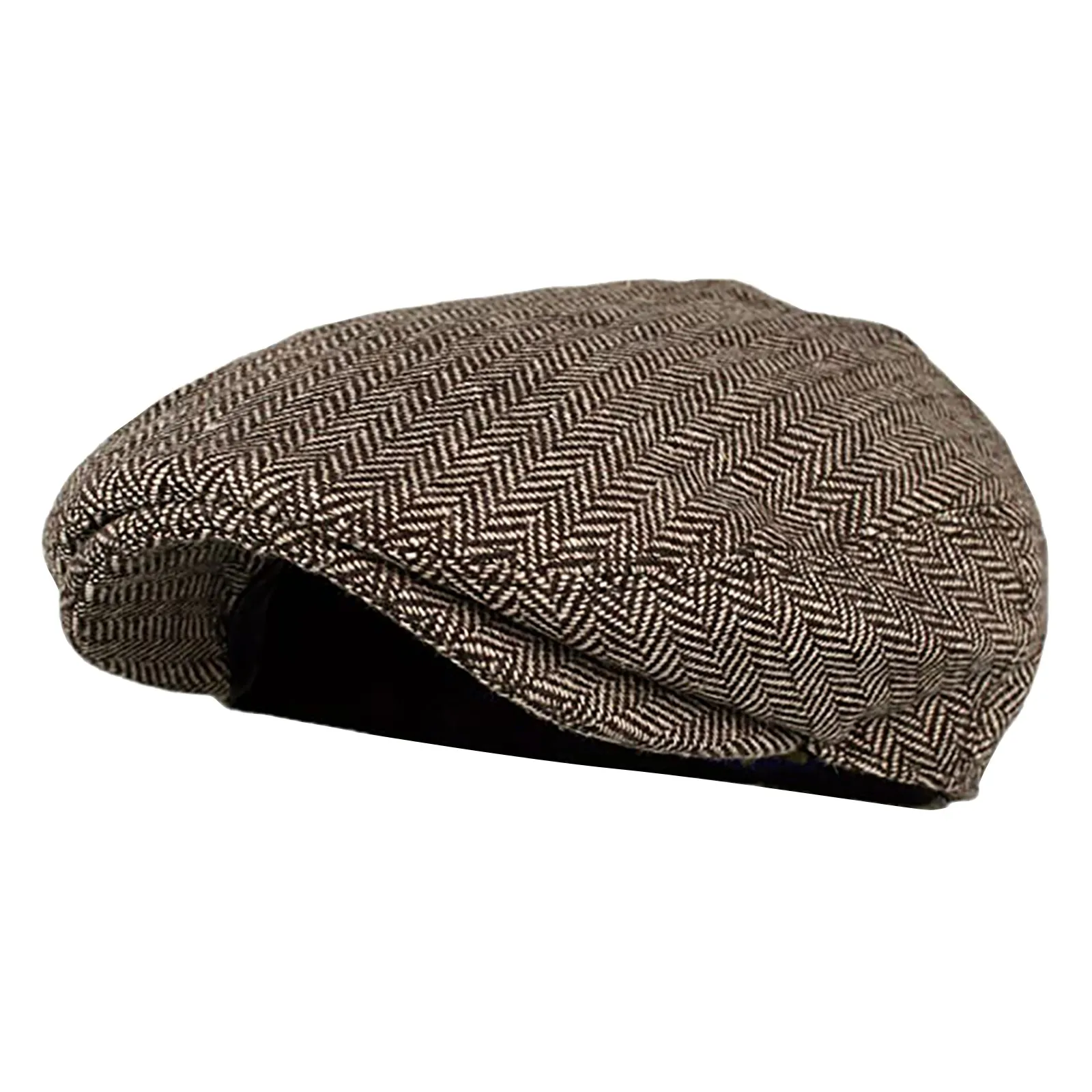 2021 New Men Beret Vintage Herringbone Gatsby Tweed Breathable Hat Newsboy Beret Hat Spring Flat Peaked Beret Hats Warm Comfort
