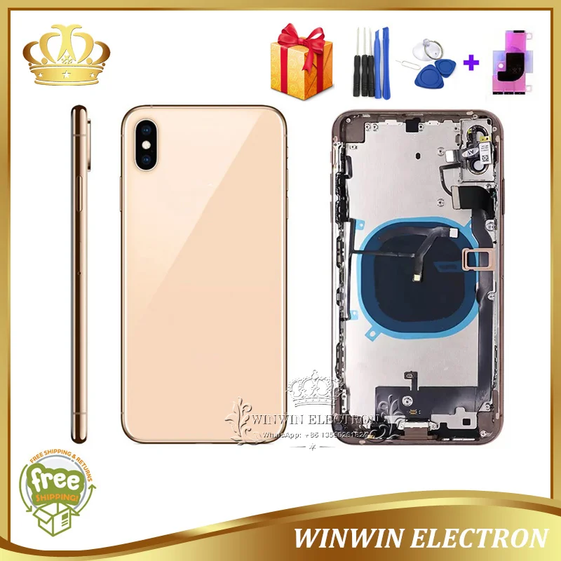 

100% Tested Back Cover Middle Frame for iphone XS XS MAX Chassis Housing with Flex Cable Assembly Rear Battery Door and Buttons