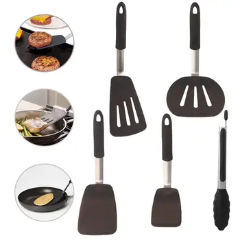

Silicone Metal Spatula Heat Resistant Non-stick Kitchen Cooking Shovel Turner Egg Fish Frying Pan Scoop Cooking Utensils