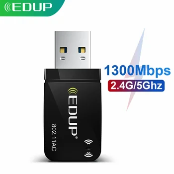 EDUP 1300Mbps Mini USB3.0 Wifi Adapter Wifi Network Card Dual Band 5.8G/2.4GHz Wireless AC USB Adapter for PC Desktop Laptop 1