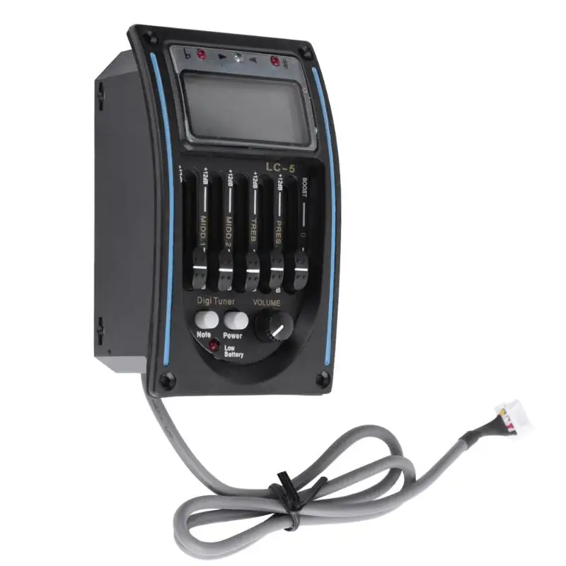 

1 Pcs LC-5 5 Bands Acoustic Guitar Pickup EQ Preamp LCD Tuner Piezo Pickup Equalizer System Musical Instruments Accessories