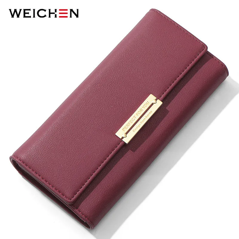 Бренд weichen Trifold женские кошельки Держатель для карт большой емкости карман для сотового телефона кошелек мягкий кожаный Длинный кошелек клатч Carteira