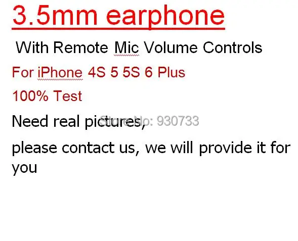 

Free Shipping original quality 40pcs/Lot 3.5mm earphone With Remote Mic Volume Controls For iPhone 4S 5 5S 6 Plus 100% Test