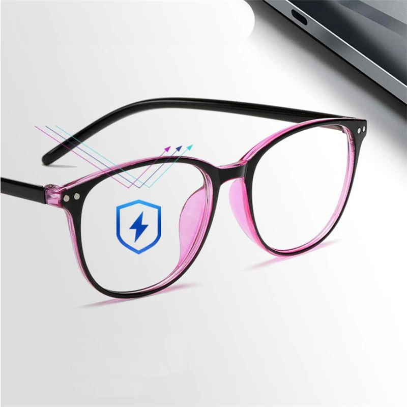 Очки с заклепками для близорукости, женские очки с голубым пленочным покрытием, овальные очки для близоруких диоптрий, мужские-1,0-1,5-2,0-2,5-6,0