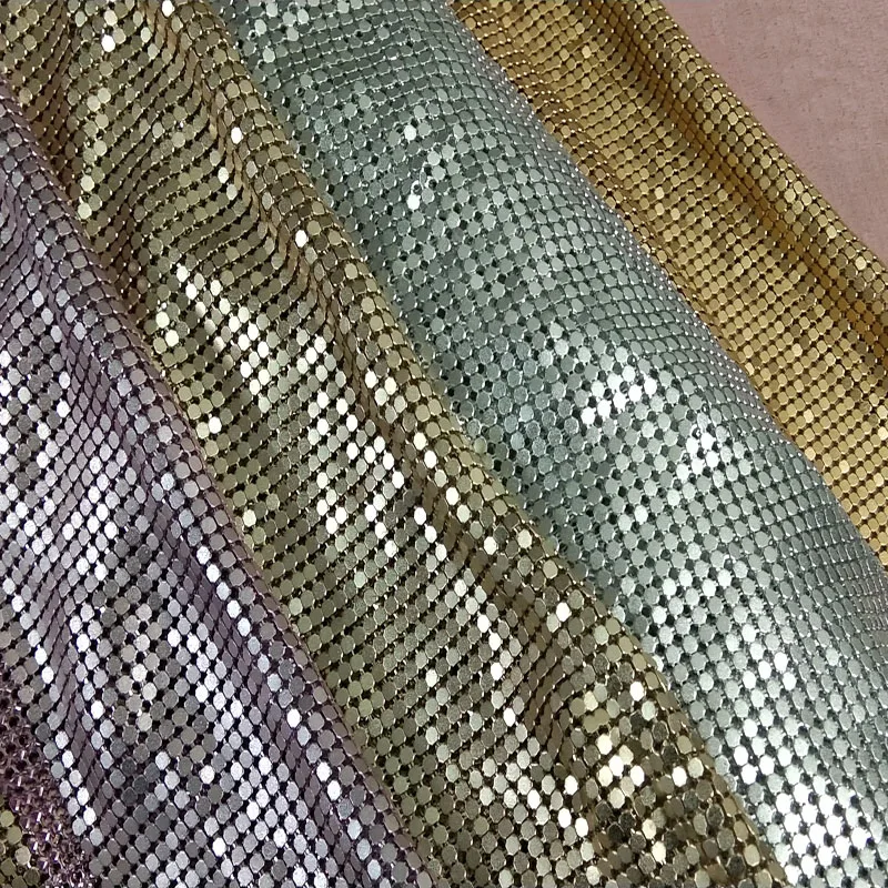 Quality Silver Champagne Pink Matt Metal Mesh Fabric Metallic cloth Matt Metal Sequin Sequined Fabric Home Decoration Curtain