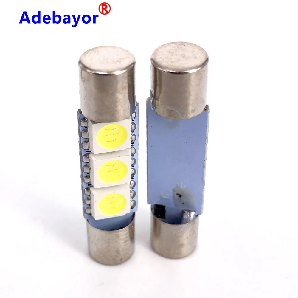 100pcs  T6.3 ڵ 㿵 ̷  C5W ȭ   T6 28mm 5050 3 SMD ڵ LED ũ  