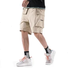 Красивые летние мужские шорты Карго с карманами, с буквенным принтом, уличная одежда, винтажные шорты, модные, высокое качество, хип-хоп, бермуды, Короткие штаны для мужчин
