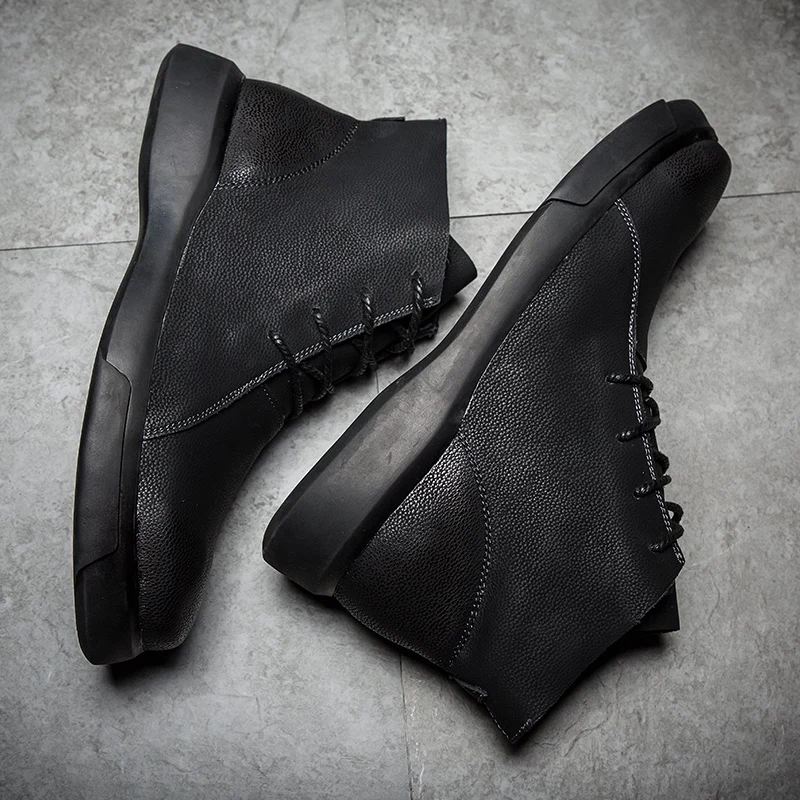 Модные мужские ботинки из натуральной кожи; коллекция года; зимняя теплая рабочая обувь на меху; резиновая HX-116