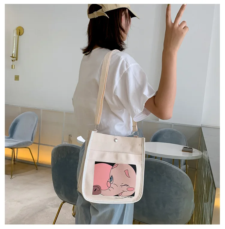 Canvas Bag Women's Shoulder Japanese-style INS WOMEN'S Bag Student Backpack Korean-style Versatile Large Capacity Shoulder Carry