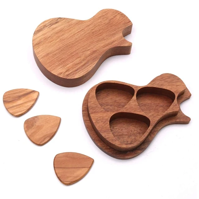 Handmade Wooden Guitar Pick Box And 3 Olive Wood Picks Guitar Pick Storage Box Guitar Accessories