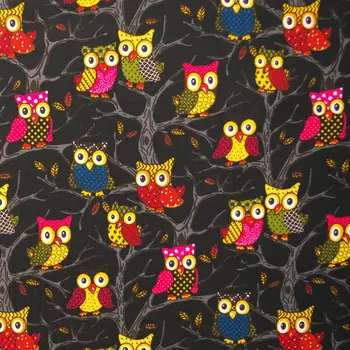 

1 yard Polyester/PVC coated Waterproof Fabric for bag, Owls on the tree （Black background） (width=140cm)