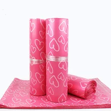 50 шт., пластиковый конверт с розовым сердцем, самоклеющиеся пакеты для хранения курьеров, полиэтиленовый конверт, почтовые пакеты