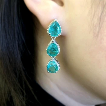 

Vintage Water Drop Long Earrings For Women Silver Color Green Crystal Cubic Zirconia Stone Dangle Earrings Fashion Party Jewelry