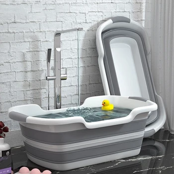

Folding Baby Shower Bathtub Portable Silicone Pet Dog Bath Tubs Accessories Collapsible Laundry Storage Basket MJ807