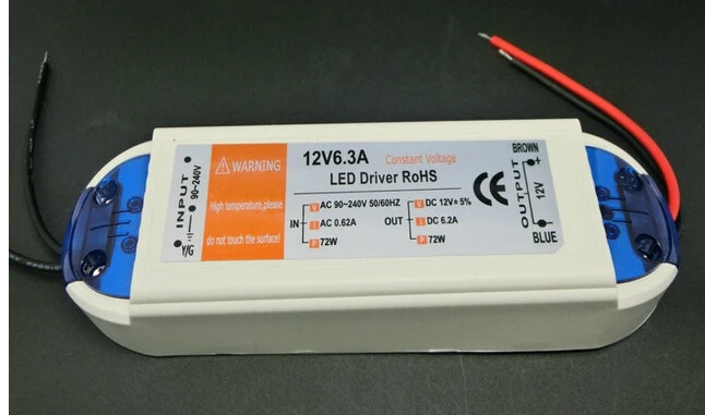 Illuminazione Di Alta Qualità 12V 6.3A 72W 100V-240V Per Trasformatori Safy Driver Per Alimentatore A Strisce Led