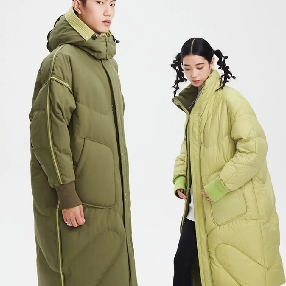 Long down jacket for women in 2021 thickened to keep out the cold doublesided celebrity couples hooded waterproof quality coat