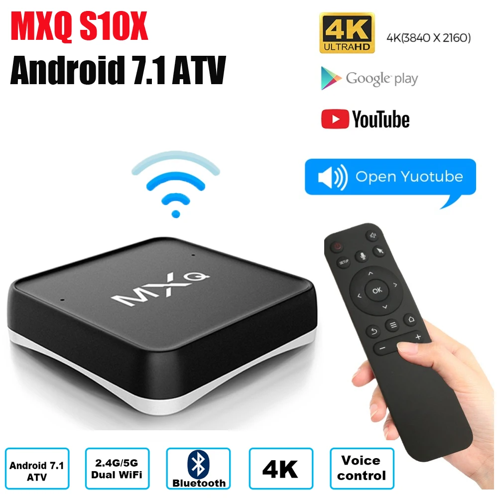 

NEW MXQ S10X Voice control tv box Android 7.1 Amgolic S905X Quad Core 2GB 16GB 2.4G/5G Dual Wifi BT 4k iptv box PK MXQ PRO