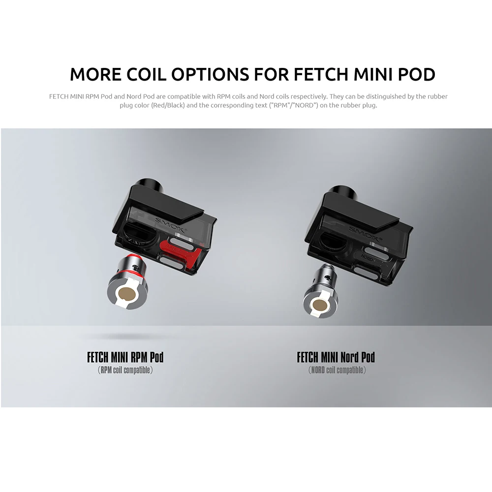 SMOK Fetch Mini Pod Vape комплект акриловая Версия 3,7 мл картридж 1200 мАч батарея RPM сетка 0.4ohm Nord DC катушки испаритель