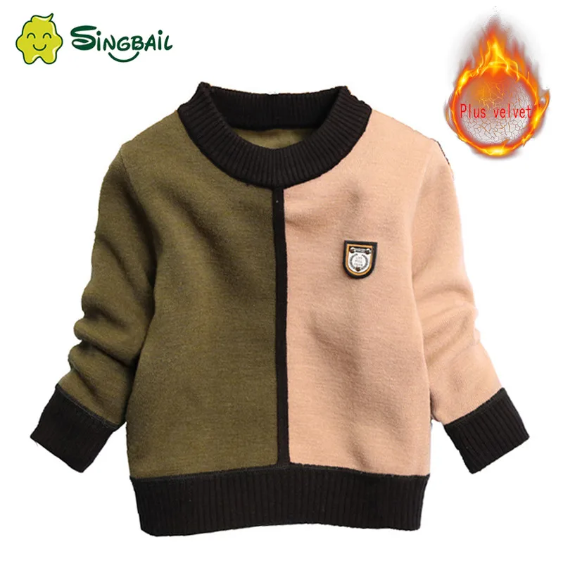 

SINGBAIL 2020 Winter clothing Boys clothes Round neck pullover Sweater winter Keep warm Kids clothes children's clothing Cotton