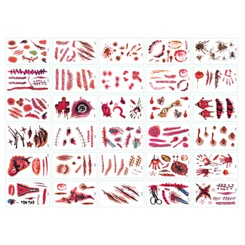 

90Pcs Halloween Temporary Tattoo Stickers Scar Tattoos Stickers Fake Bloody Scar Sticker Decoration