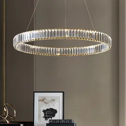 Plafonnier LED circulaire en cristal de luxe, design moderne, haut de gamme, luminaire décoratif d'intérieur, idéal pour un salon, une chambre à coucher ou une salle à manger 