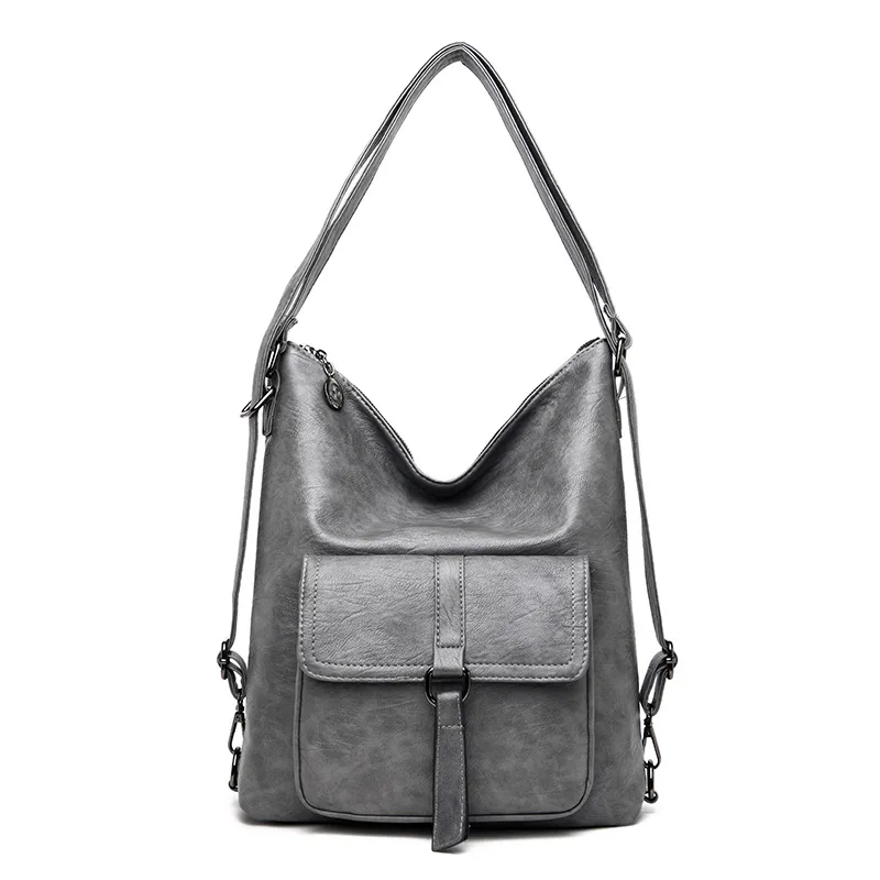 Модные женские сумки на плечо от известного бренда роскошные женские кожаные сумки женские мягкие кожаные сумки-трансформер дамские сумки - Цвет: Model 1 Gray