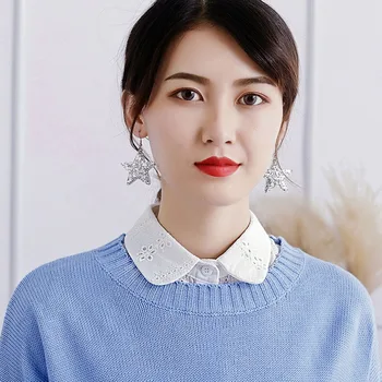 

Best Sale Shirt Fake Collar White Tie Vintage Detachable Collar False Collar Lapel Blouse Women Clothes Accessories Valse Kraag