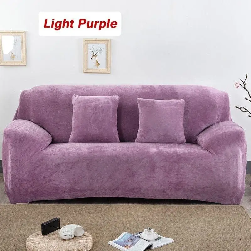 1-4 Seaters Thick Plush Recliner Sofa Covers Love Seat Retro Recliner Stretch Sofa Cover Set Soft Elastic Couch Slipcovers All-i - Цвет: Light Purple