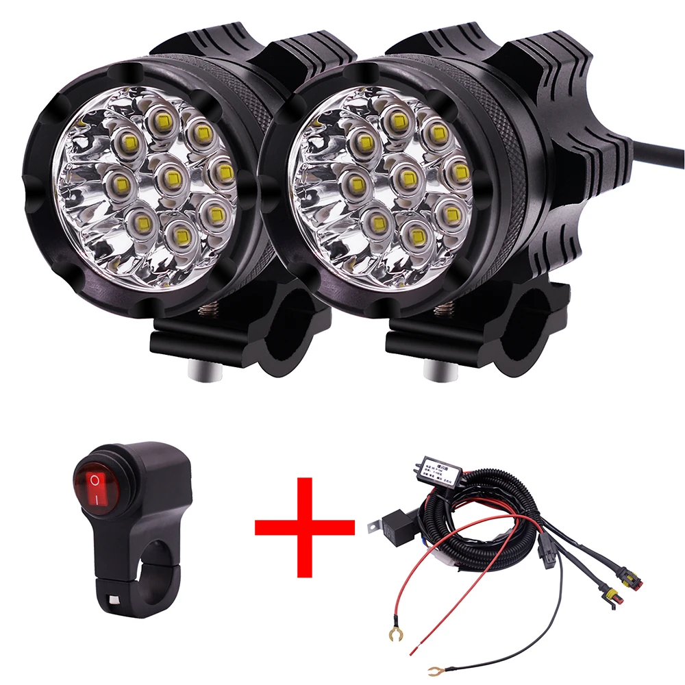 

2PCS Universal Motorcycle Modified Aluminum Alloy External LED Always Bright Signal Light+Wiring Harness Light Headlight Assembl