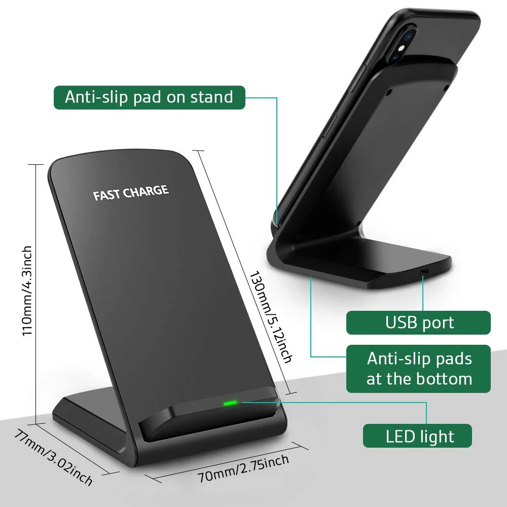 QI Беспроводное зарядное устройство быстрое Быстрая зарядка для IPhone 8 10 X samsung S6 S7 S8