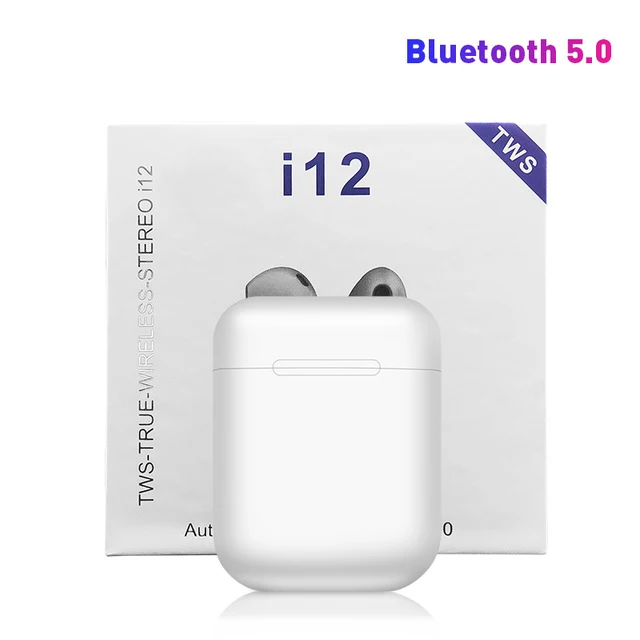 Мини настоящие беспроводные стерео наушники i12 TWS Bluetooth наушники беспроводные наушники сенсорная гарнитура fone de ouvido PK i7s i9s i11 - Цвет: Белый
