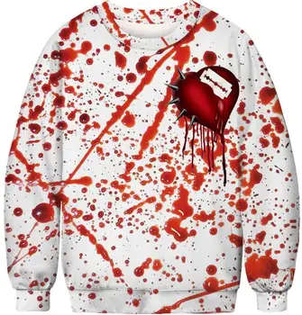 

European and American hot Halloween horror blood clothes digital printing round neck casual sports