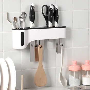 

Wall Mounted Chopsticks Spoon Modern Organizer Multifunctional Kitchen Cutlery Holder Fork Moisture-proof Draining PP Punch-free