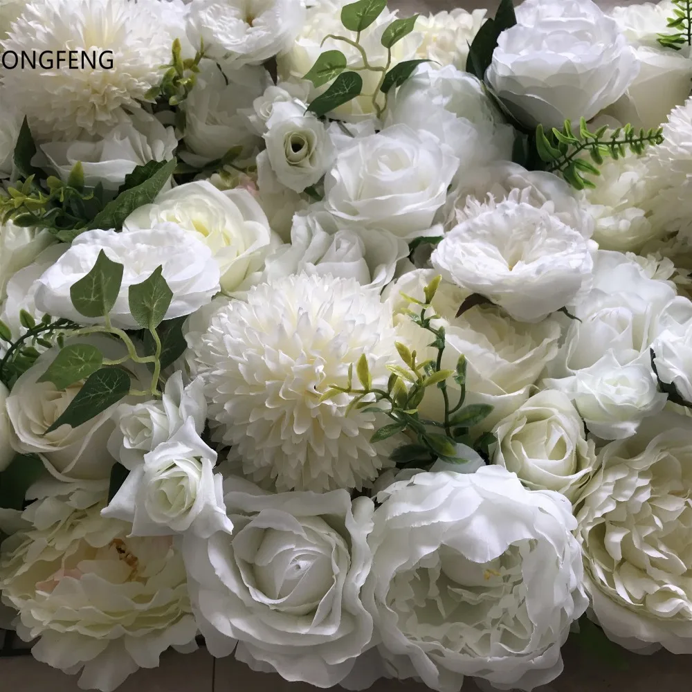 TONGFENG Белый 10 шт./Партия искусственный шелк Роза Пион Гортензия 3D цветок стены свадебное оформление украшение цветок бегун свадьба