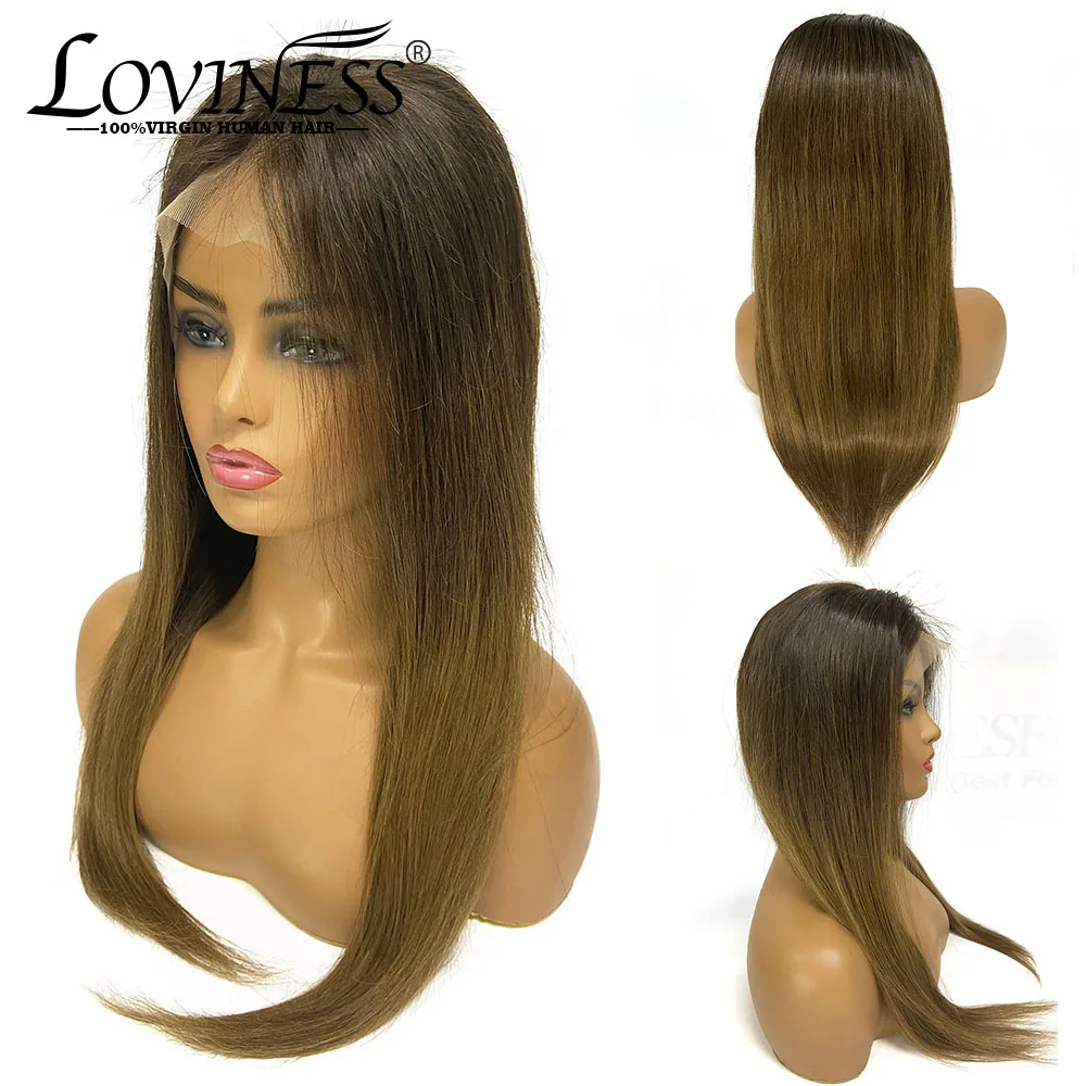 LOVINESS Highlight Remy Ombre предварительно выщипанные прямые кружевные передние парики